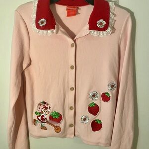 Pink Button Down Shirt with Peter Pan Collar and Embellishments